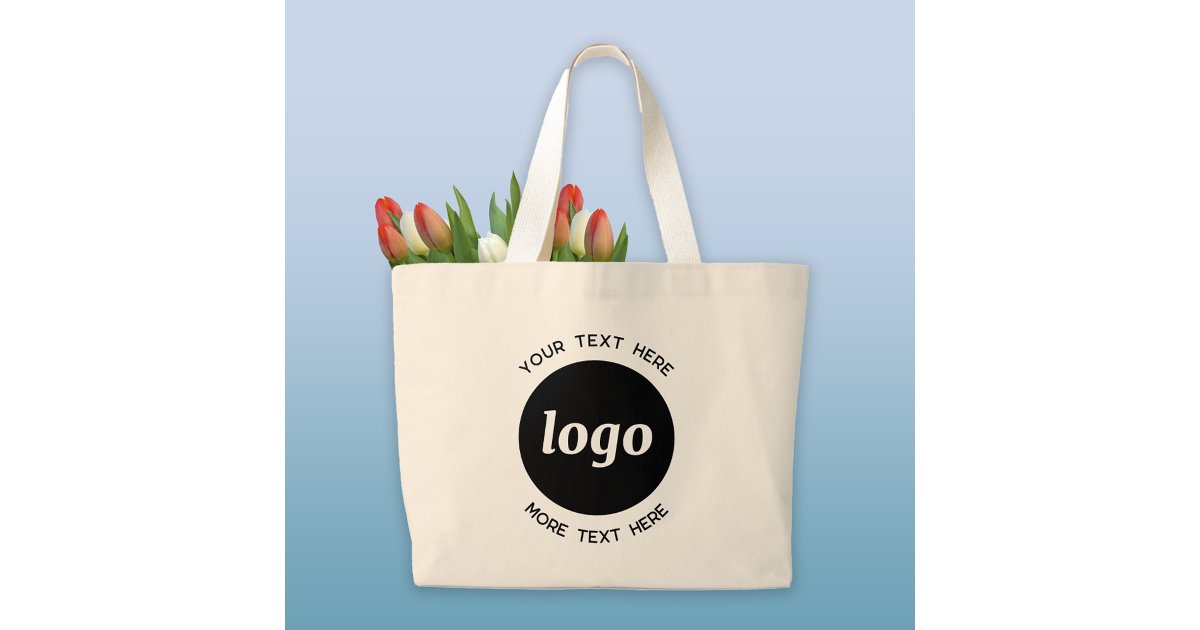 Simple Logo With Text Business Large Tote Bag | Zazzle