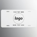 Simple Logo With Text Business License Plate<br><div class="desc">Add your own logo and choice of text to this design.  Remove the top or lower text if you prefer.  Minimalist and professional.</div>