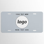 Simple Logo With Text Business Light Blue License Plate<br><div class="desc">Add your own logo and choice of text to this design,  and change the background color in the Design Tool.  Remove the top or lower text if you prefer.  Minimalist and professional.</div>