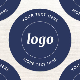 Simple Logo With Text Business Navy Blue Labels