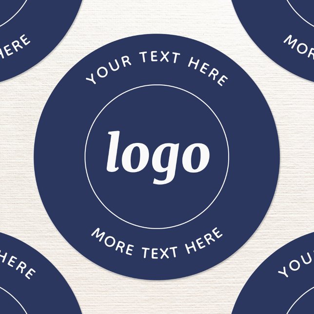 Simple Logo With Text Business Navy Blue Labels (Simple logo with custom text business branding promotional stickers navy blue and white)