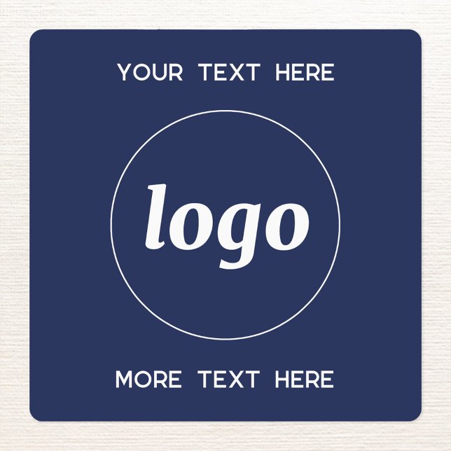 Simple Logo With Text Business Navy Blue Labels (Simple logo with custom text business branding promotional sticker labels in navy blue)