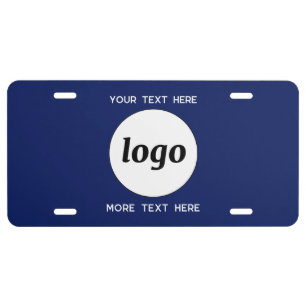 Simple Logo With Text Business Navy Blue License Plate