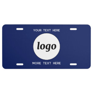 Simple Logo With Text Business Navy Blue License Plate