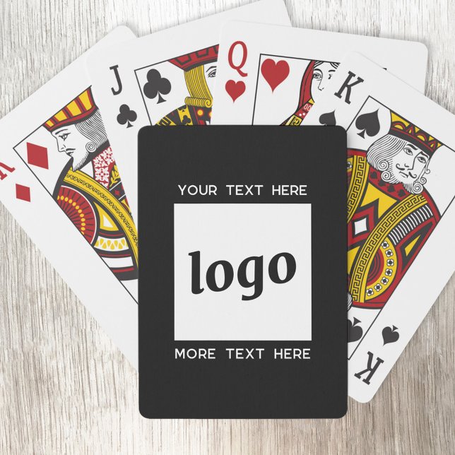 Simple Logo With Text Business Poker Cards (Logo with custom text business promotional playing cards)