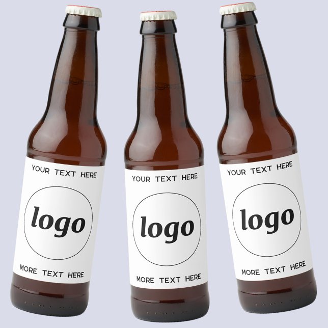 Simple Logo With Text Business Promotional Beer Bottle Label (Custom logo with text business promotional beer bottle labels)