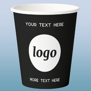 Simple Logo With Text Business Promotional Black Paper Cups