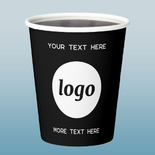 Simple Logo With Text Business Promotional Black Paper Cups
