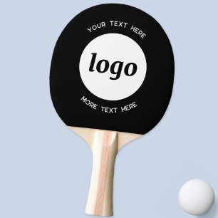 Simple Logo With Text Business Promotional Black Ping Pong Paddle
