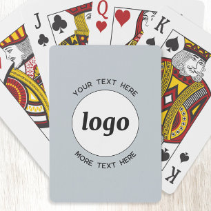 Simple Logo With Text Business Promotional Blue Poker Cards