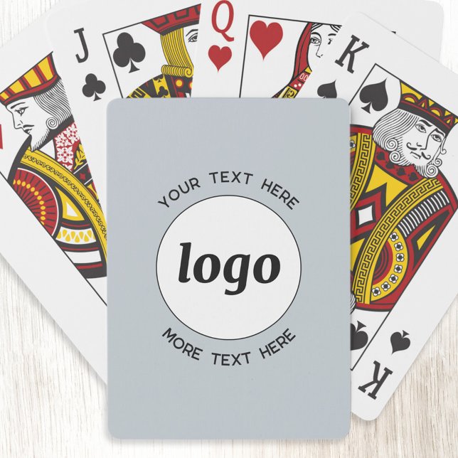 Simple Logo With Text Business Promotional Blue Poker Cards (Logo and custom text professional business promotional playing cards)
