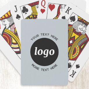 Simple Logo With Text Business Promotional Blue Poker Cards