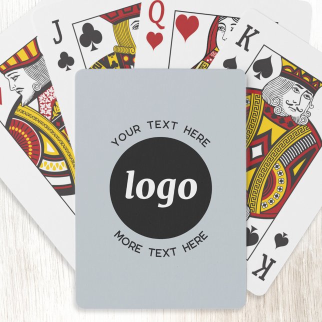 Simple Logo With Text Business Promotional Blue Poker Cards (Logo with custom text promotional business powder blue playing cards)
