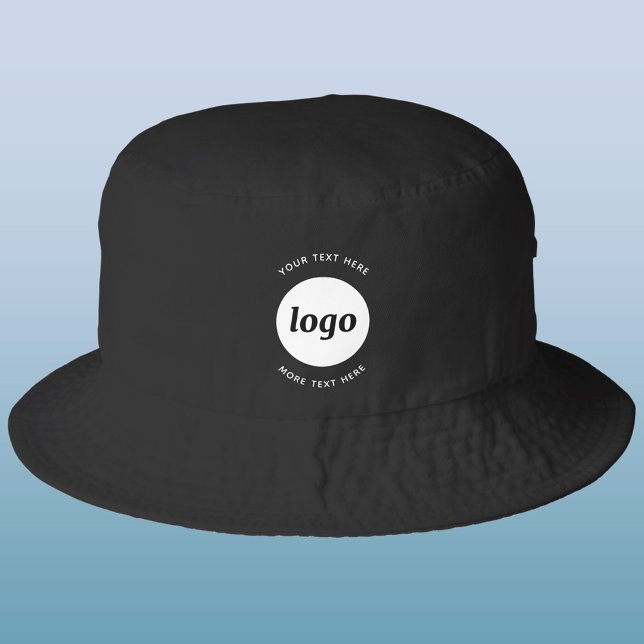 Simple Logo With Text Business Promotional Bucket Hat (Simple logo with custom text business branding promotional hat )