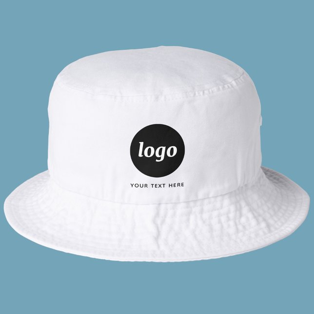 Simple Logo With Text Business Promotional Bucket Hat (Simple logo with custom text business branding promotional hat )