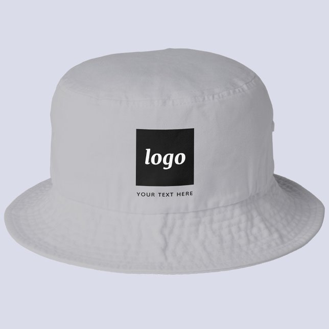 Simple Logo With Text Business Promotional Bucket Hat (Simple logo with custom text business branding promotional hat )