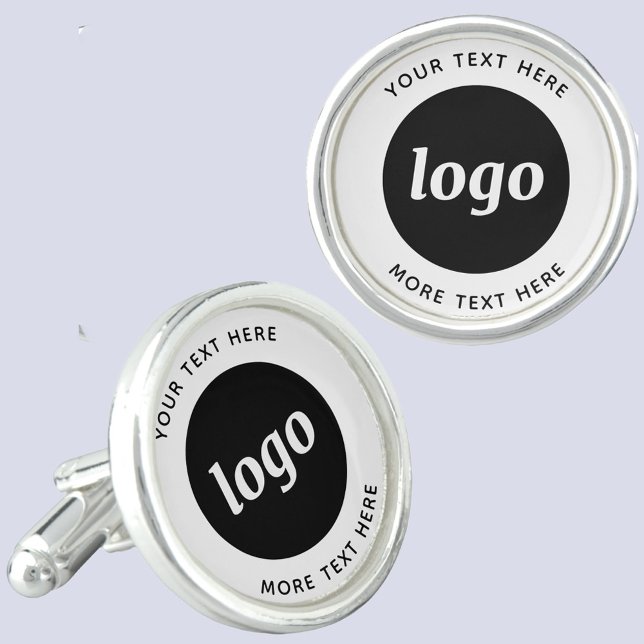 Simple Logo With Text Business Promotional Cufflinks (Logo with custom text business branding promotional cufflinks)