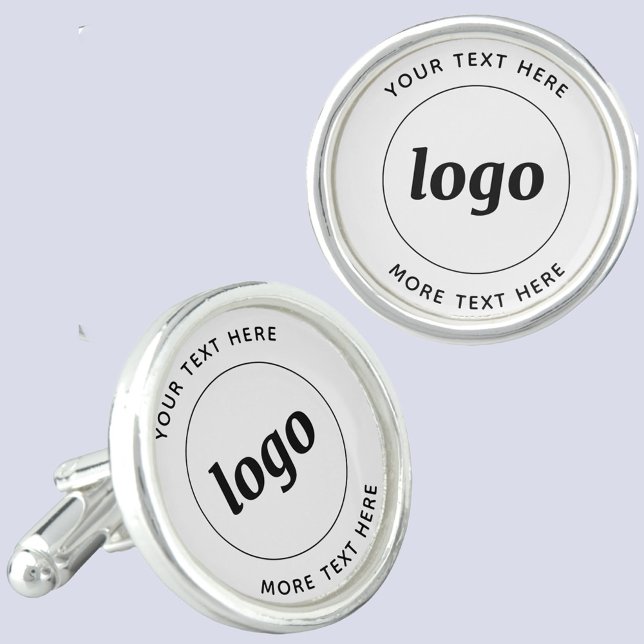 Simple Logo With Text Business Promotional Cufflinks (Logo with custom text business branding promotional cufflinks)