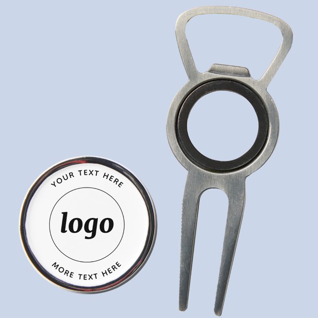 Simple Logo With Text Business Promotional Divot Tool (Simple logo with custom text business branding promotional golf divot tool bottle opener with marker)