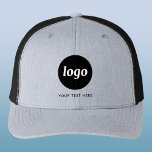 Simple Logo With Text Business Promotional Hat<br><div class="desc">Add your own logo and choice of text to this design. Remove the top or lower text if you prefer. Minimalist and professional. Great for staff and employee uniform branding, or as a promotional product to sell or give away for your clients and customers. Perfect for a trade show or...</div>