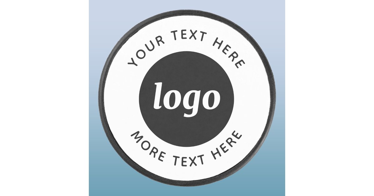 Simple Logo With Text Business Promotional Hockey Puck | Zazzle