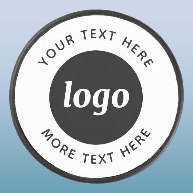 Simple Logo With Text Business Promotional Hockey Puck (Logo with custom text business promotional hockey puck)