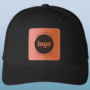 Simple Logo With Text Business Promotional Leather Patch Hat