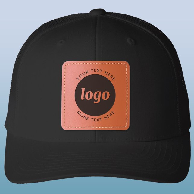 Simple Logo With Text Business Promotional Leather Patch Hat (Simple logo with custom text business branding promotional leather patch hat)