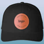 Simple Logo With Text Business Promotional Leather Patch Hat<br><div class="desc">Add your own logo and choice of text to this design. Remove the top or lower text if you prefer. Minimalist and professional. Great for employee and staff uniforms, branded apparel, teams and clubs, or as a promotional product for your clients and customers. Ideal as a trade show, sports or...</div>