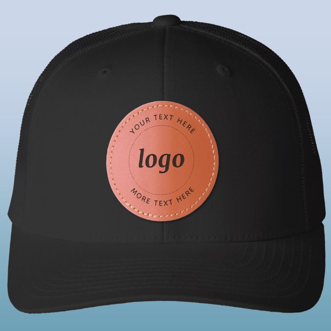 Simple Logo With Text Business Promotional Leather Patch Hat (Simple logo with custom text business branding promotional leather patch hat)