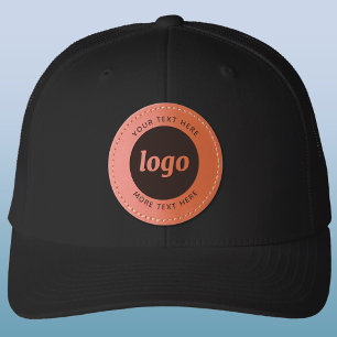Simple Logo With Text Business Promotional Leather Patch Hat