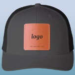 Simple Logo With Text Business Promotional Leather Patch Hat<br><div class="desc">Add your own logo and choice of text to this design. Remove the text if you prefer by leaving it blank. Minimalist and professional. Great for staff and employee uniform branding, or as a promotional product to sell or give away for your clients and customers. Perfect for a trade show...</div>