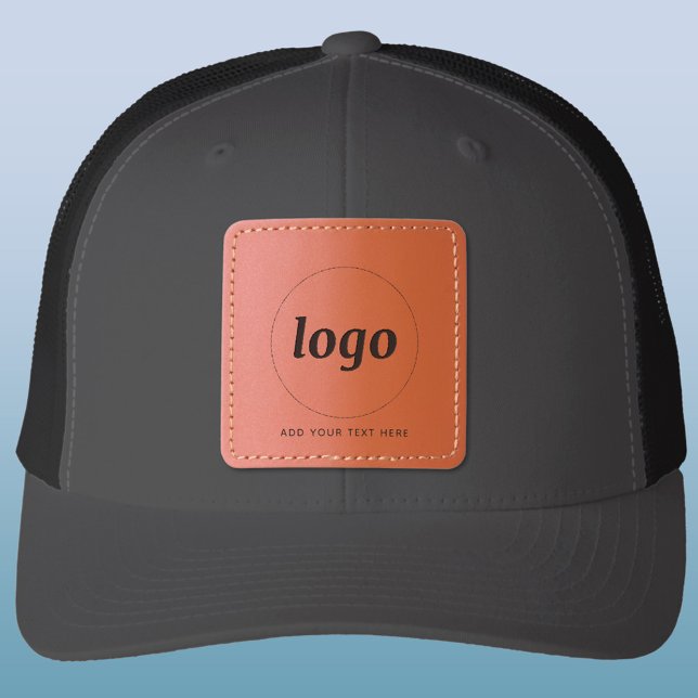 Simple Logo With Text Business Promotional Leather Patch Hat (Simple logo with custom text business branding promotional leather patch hat)