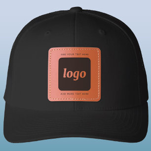 Simple Logo With Text Business Promotional Leather Patch Hat