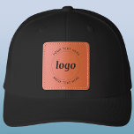 Simple Logo With Text Business Promotional Leather Patch Hat<br><div class="desc">Add your own logo and choice of text to this design. Remove the top or lower text if you prefer. Minimalist and professional. Great for employee and staff uniforms, branded apparel, teams and clubs, or as a promotional product for your clients and customers. Ideal as a trade show, sports or...</div>