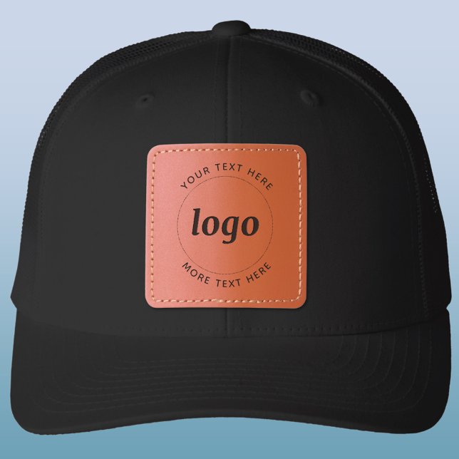 Simple Logo With Text Business Promotional Leather Patch Hat (Simple logo with custom text business branding promotional leather patch hat)