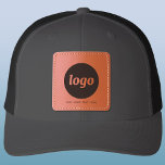 Simple Logo With Text Business Promotional Leather Patch Hat<br><div class="desc">Add your own logo and choice of text to this design. Remove the text if you prefer by leaving it blank. Minimalist and professional. Great for staff and employee uniform branding, or as a promotional product to sell or give away for your clients and customers. Perfect for a trade show...</div>