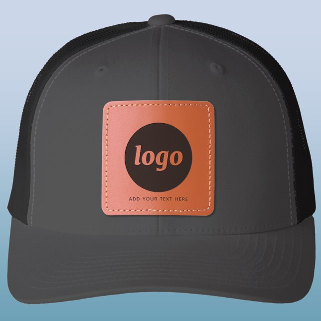 Simple Logo With Text Business Promotional Leather Patch Hat (Simple logo with custom text business branding promotional leather patch hat)