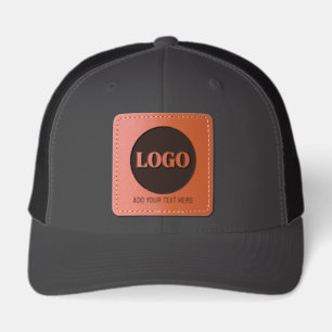 Simple Logo With Text Business Promotional  Leather Patch Hat