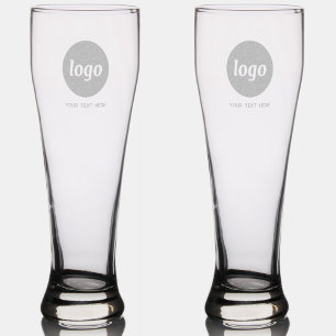 Simple Logo with Text Business Promotional Pilsner Glass