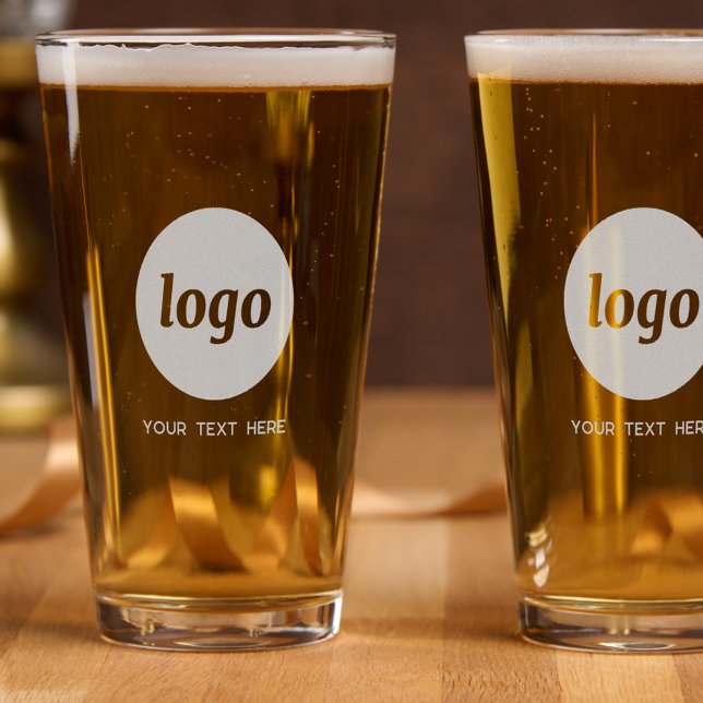Simple Logo with Text Business Promotional Pint Glass (Simple logo with custom text business promotional etched pint beer glass)
