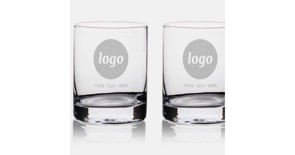 Simple Logo with Text Business Promotional Rocks Glass | Zazzle