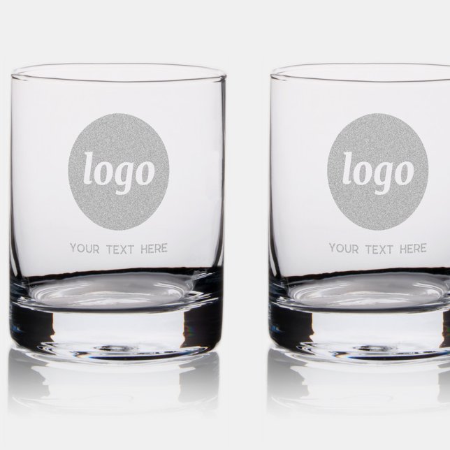 Simple Logo with Text Business Promotional Rocks Glass (Simple logo with custom text business promotional etched whiskey rocks glass)
