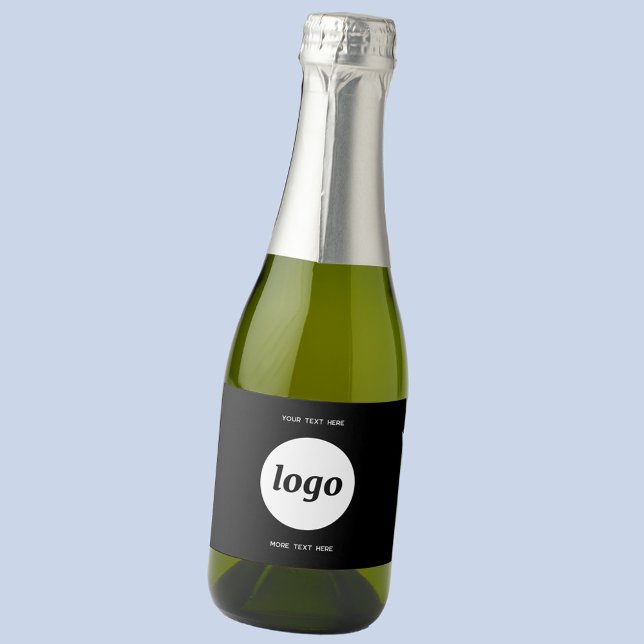 Simple Logo With Text Business Promotional Sparkling Wine Label (Simple logo with custom text promotional business branding mini sparkling wine bottle label)