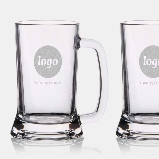 Simple Logo with Text Business Promotional Stein (Simple logo with custom text business promotional etched beer stein)