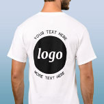 Simple Logo With Text Business Promotional T-Shirt<br><div class="desc">Add your own logo and choice of text to this back print design.  Remove the top or lower text if you prefer.  Minimalist and professional.  Great for employee branding,  as staff uniform or as a promotional product for your clients and customers.</div>