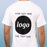 Simple Logo With Text Business Promotional T-Shirt<br><div class="desc">Add your own logo and choice of text to this unisex design.  Remove the top or lower text if you prefer.  Minimalist and professional.  Great for employee branding or uniforms,  or as a promotional product for your clients and customers.</div>