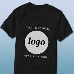 Simple Logo With Text Business Promotional T-Shirt<br><div class="desc">Add your own logo and choice of text to this unisex design.  Remove the top or lower text if you prefer.  Minimalist and professional.  Great for employee branding or uniforms,  or as a promotional product for your clients and customers.</div>