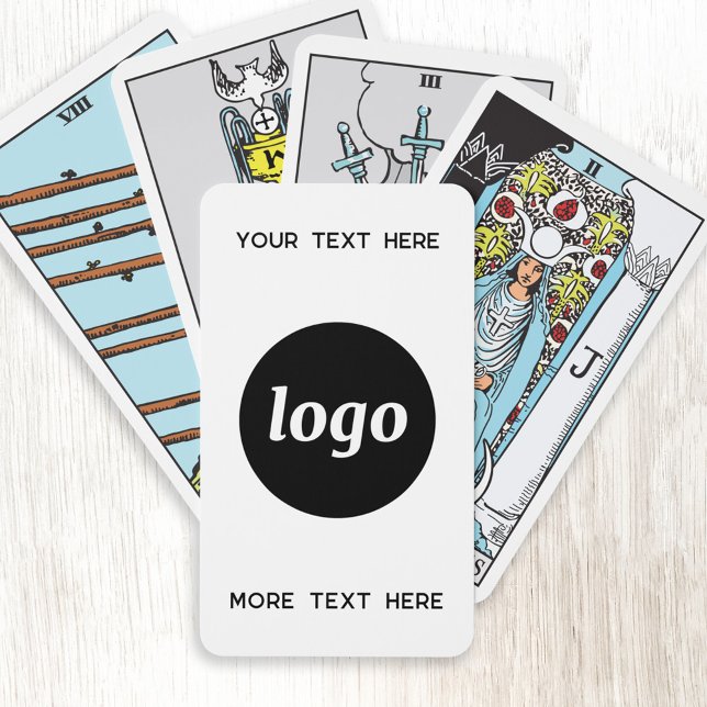 Simple Logo With Text Business Promotional Tarot Cards (Simple logo with custom text business branding promotional tarot playing cards)