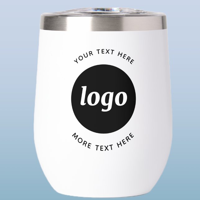 Simple Logo With Text Business Promotional Thermal Wine Tumbler (Logo with custom text business branding promotional thermal tumbler)